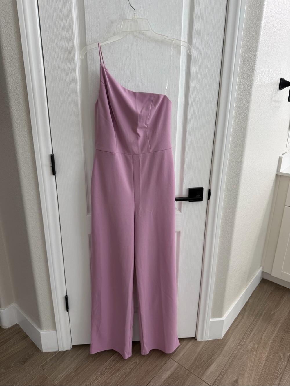 Asymmetric One-Shoulder Lilac Wide-Leg Jumpsuit